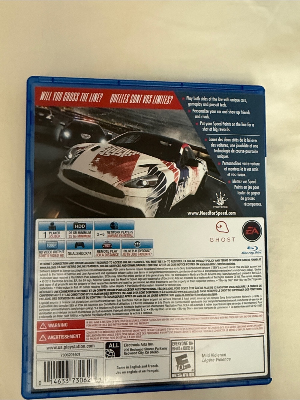 Need for Speed Rivals PS4 Video Game - Blue Case - Picture 2 of 3